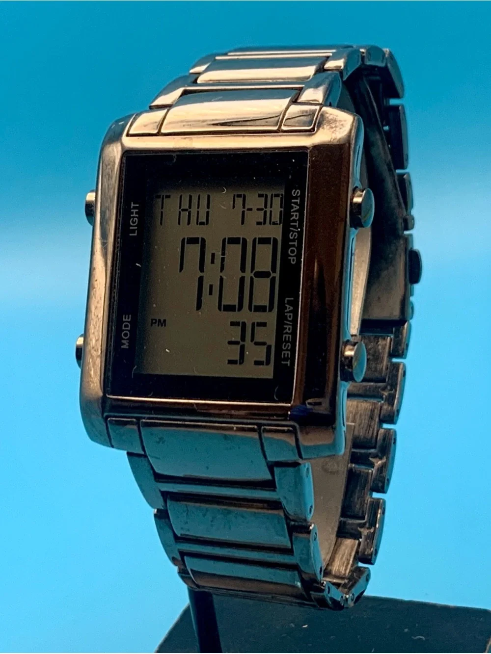 Men’s Digital Tank Wristwatch Chrono Day Date Backlight Alarm Dual Time Working